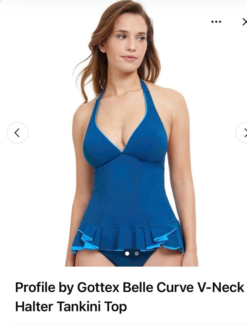 Profile By Gottex Royal Blue V-Neck Halter Tankini with Flounce